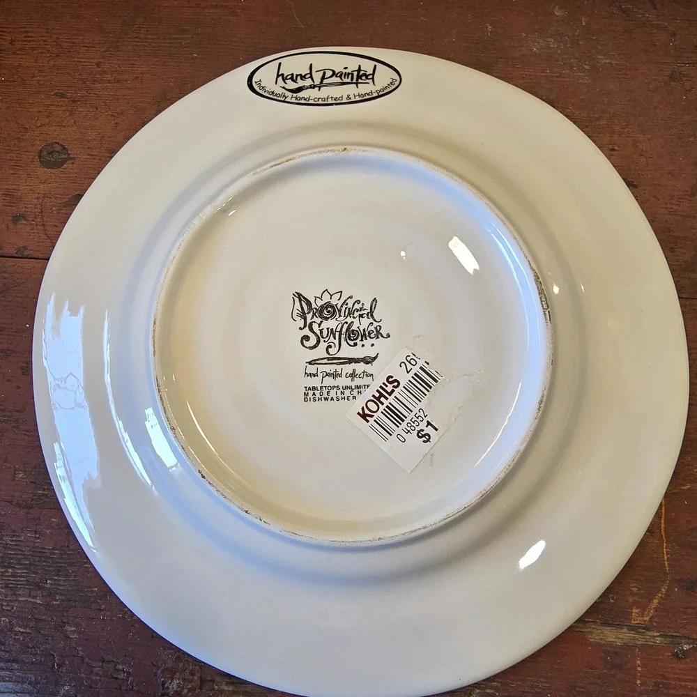 Provincial Sunflower Hand Painted Ceramic Salad Plate x2 by Tabletops Unlimited‎